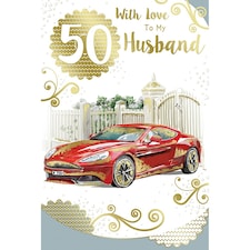 With Love To My Husband 50th Birthday Celebrity Style Greeting Card