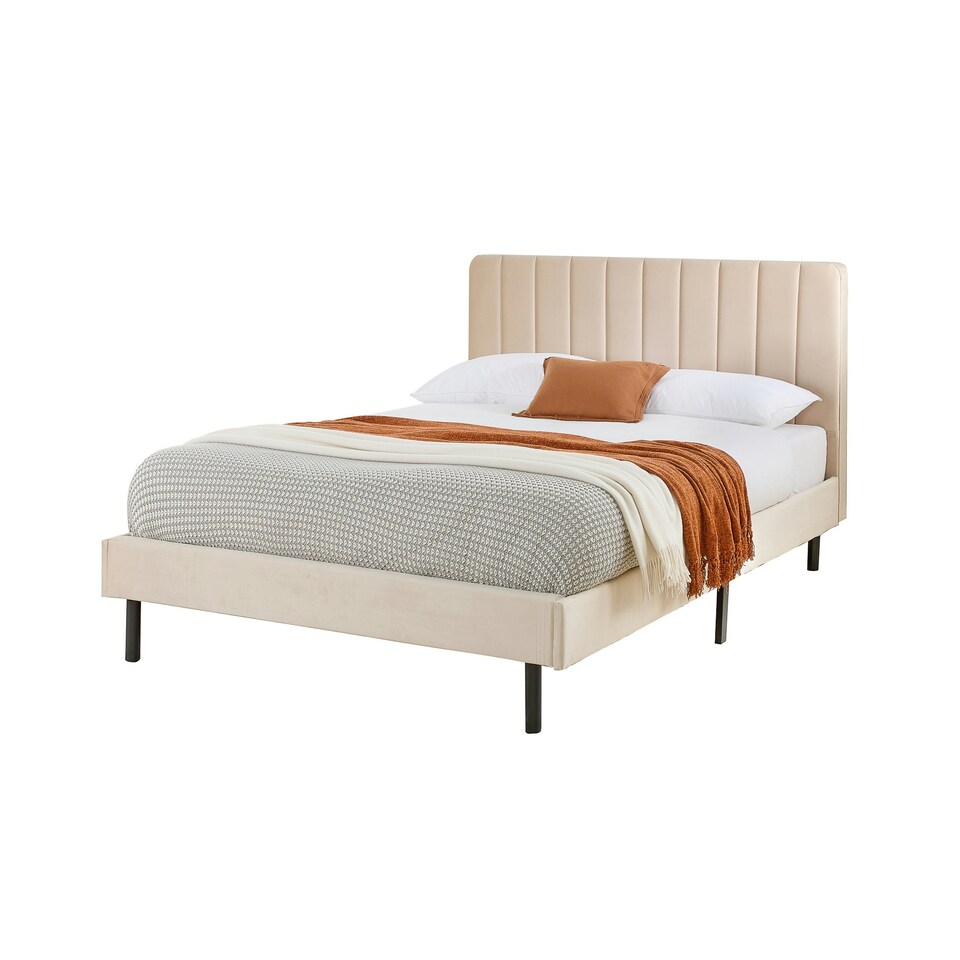 image 1 of Rosella Upholstered Bed in Cream, Single