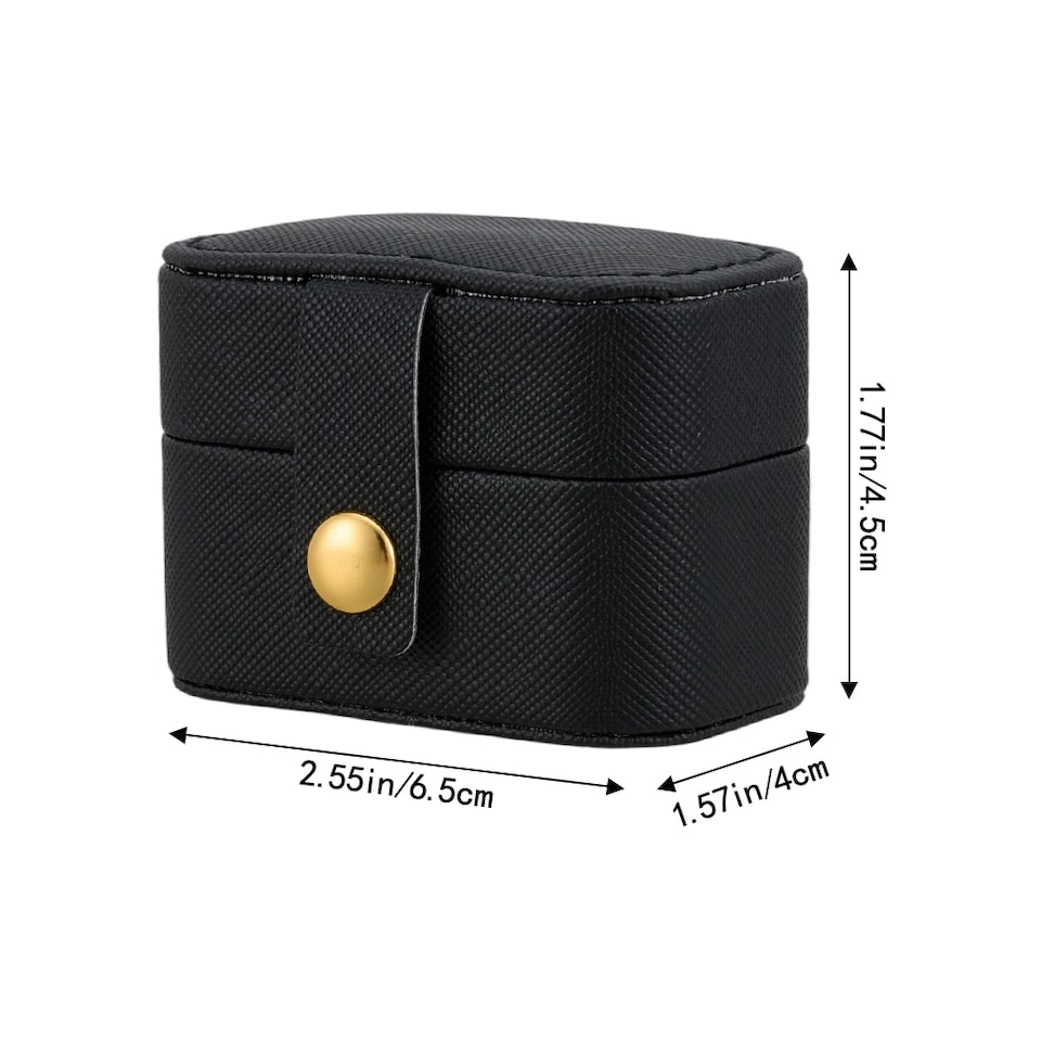 image 1 of Living and Home Compact Portable Mini Ring Holder Case-Black | Black