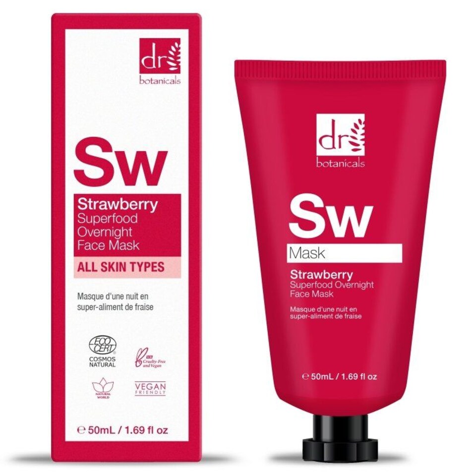 image 1 of Dr. Botanicals Strawberry Anti-Ageing Overnight Face Mask 50ml for Fine Lines, Wrinkles, Dryness
