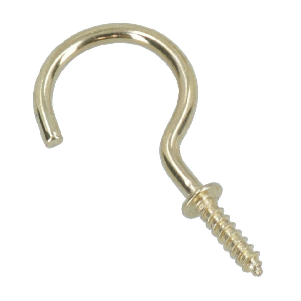 image 1 of 38mm Cup Hook Screws Picture Curtain Hangers Fasteners Brass Coated 75pc