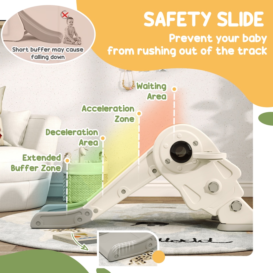 image 1 of AIYAPLAY 3-in-1 Kids Slide with Basketball Hoop, Climber, Cream White