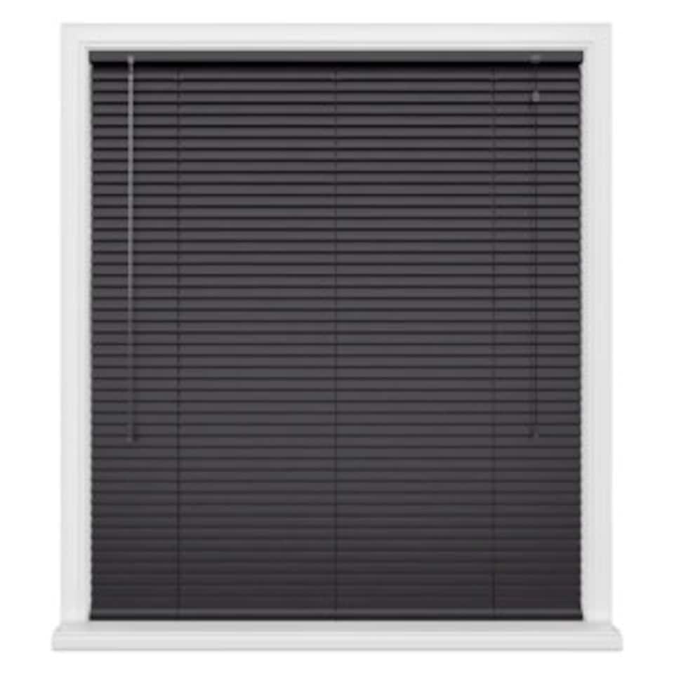 55cm Black Aluminium Venetian Blinds 152cm Drop (25mm Slats) | Black | Black