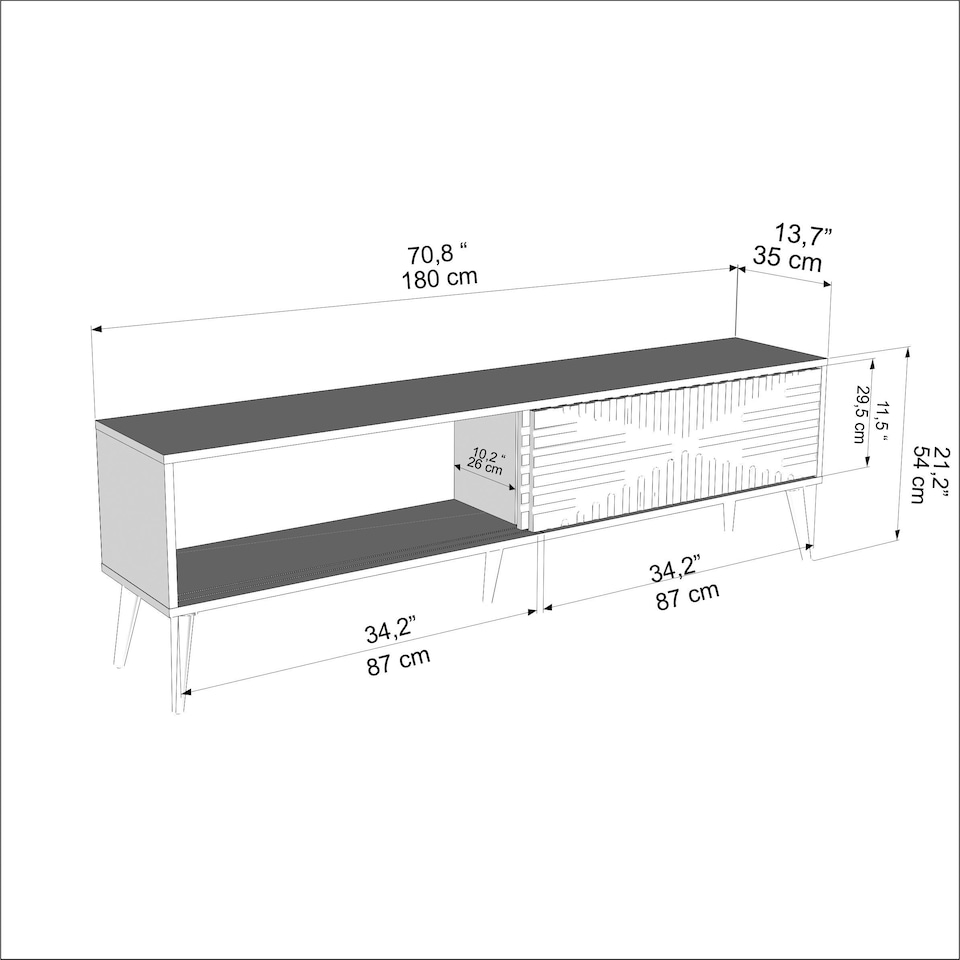 image 1 of Decorotika Modern Riso TV Unit for TVs up to 81 inches with MDF Sliding Doors