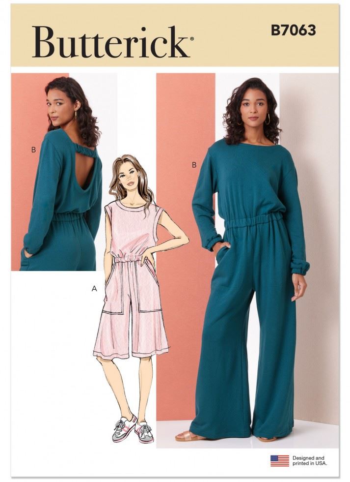 Butterick Sewing Pattern 7063, Jumpsuits for Women - A (XS-S-M-L-XL-XXL) - Easy