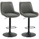 image 1 of HOMCOM Breakfast Bar Stools Set of 2 with 51x40cm Wide Seat, Height Adjustable Kitchen Counter Chairs, Retro Swivel Upholstered Barstools with Back, Footrest and Steel Base, Dark Grey