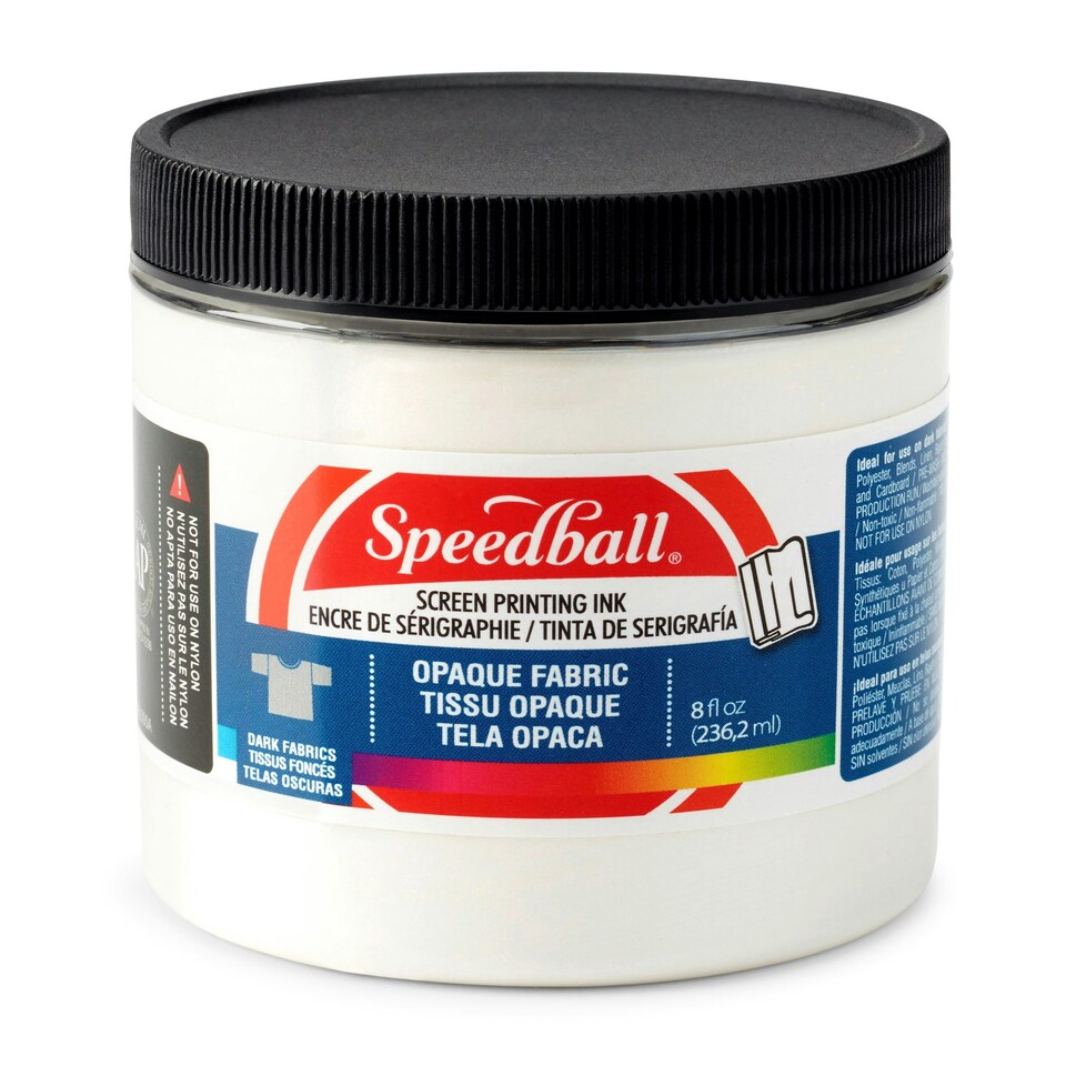 Speedball Opaque Fabric Screen Printing Ink, Pearly White, 8oz