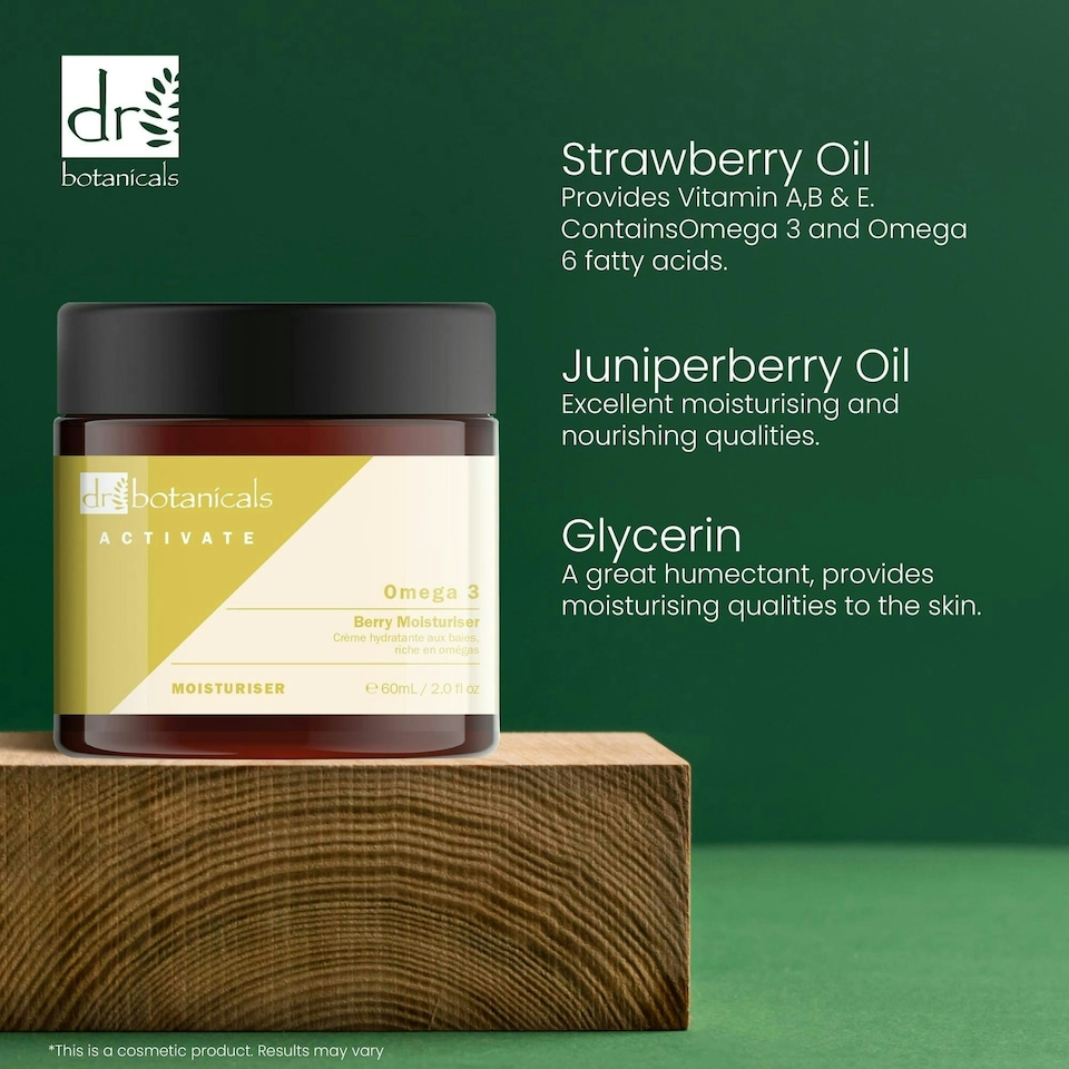 image 1 of Dr Botanicals Activate Omega 3 Berry Moisturiser 60ml Twin Value Savings Pack