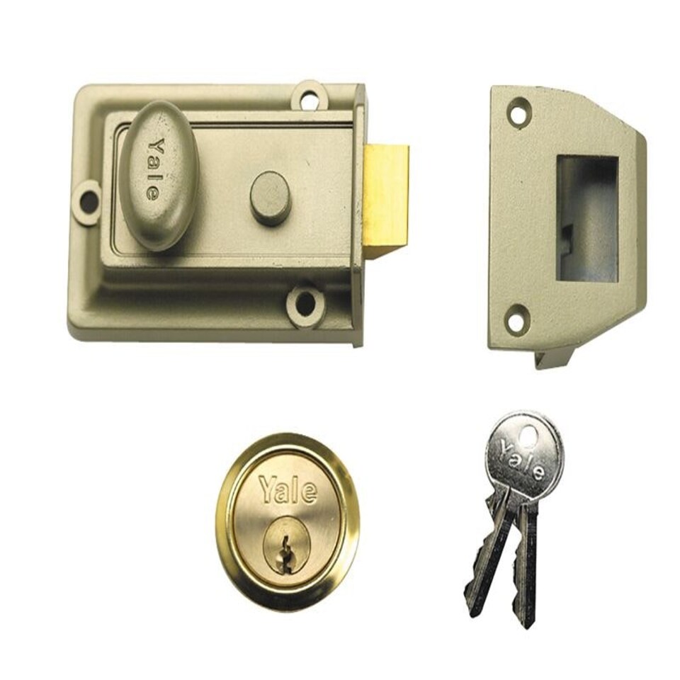 Yale Locks - P77 Traditional Nightlatch 60mm Backset Nickel Brass Finish Box