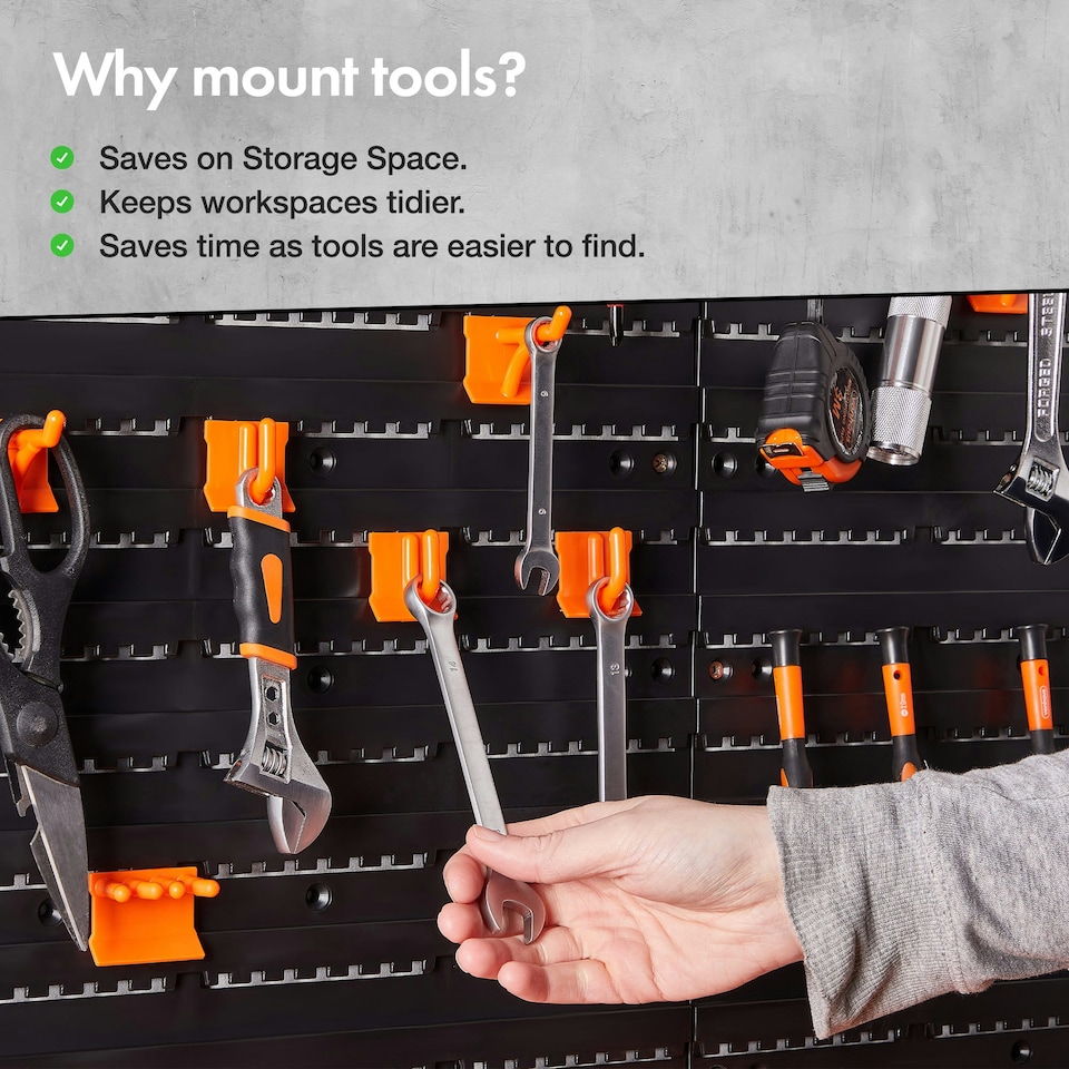 image 1 of VonHaus Garage Tool Storage with Shelf and Pegboard for Multiple Tools