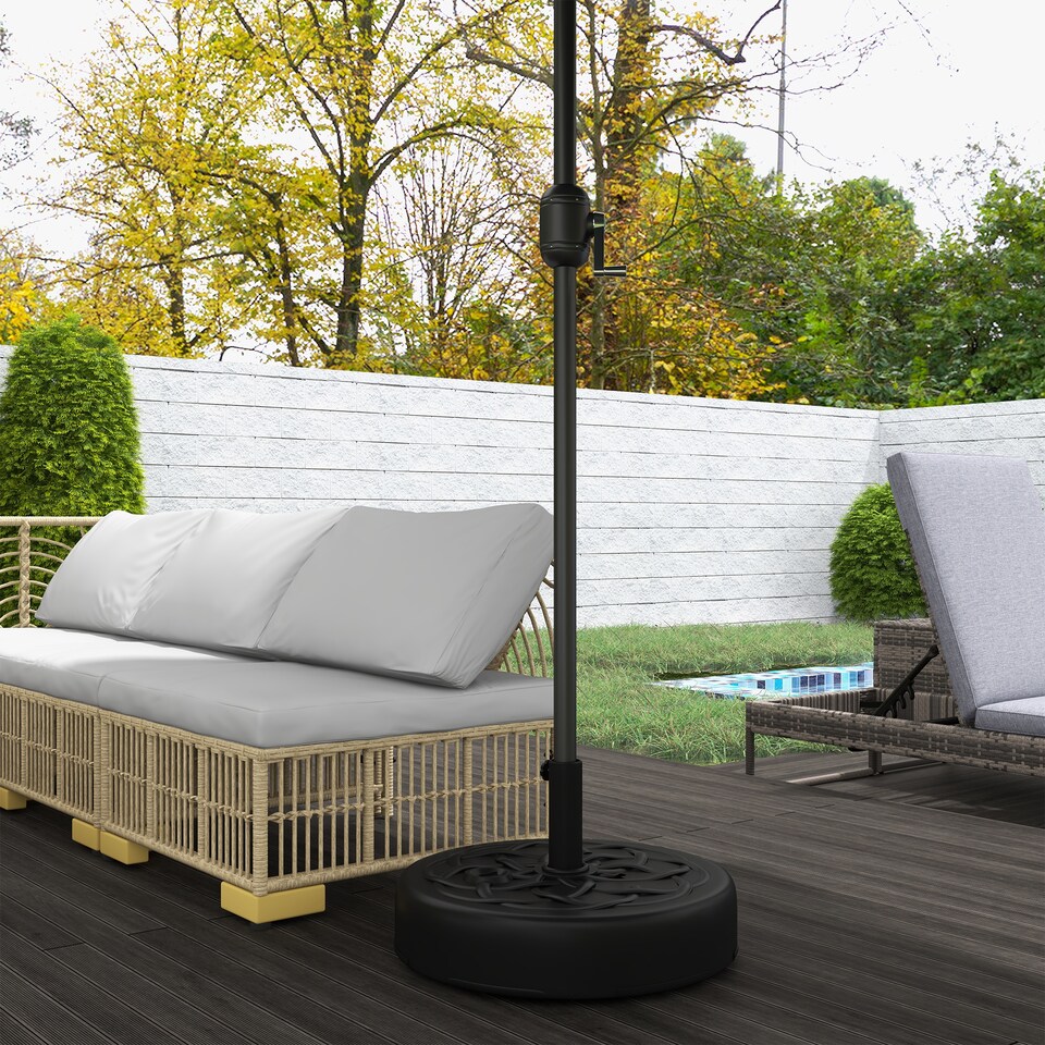 image 1 of Outsunny Garden Parasol Base Water or Sand Filled Weight with Built-In Handle | Black | Black | Φ56 x 30.5H cm