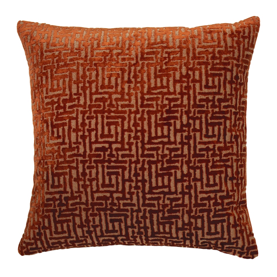 image 1 of Paoletti Delphi Velvet Jacquard Cushion, Rust, 45 x 45cm