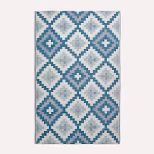 Homescapes Outdoor Rug Luxury Waterproof Reversible Recycled, For Garden, Mia Aztec | Blue | Blue