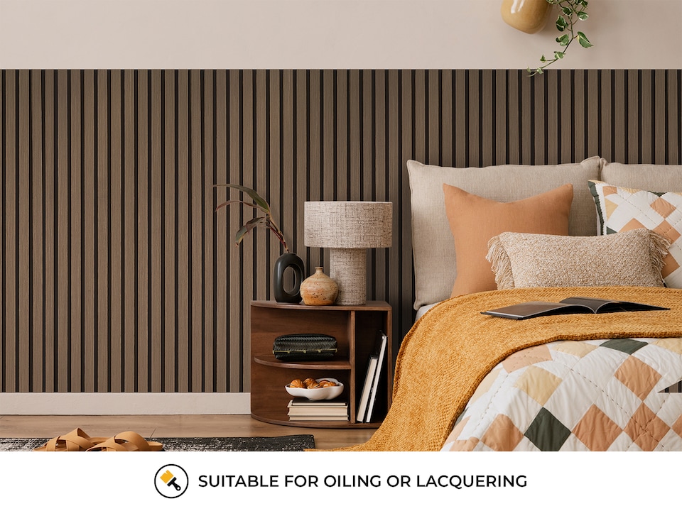 image 1 of Fuse Acoustic Wooden Wall Panel in Smoked Oak, 1.2m x 0.6m