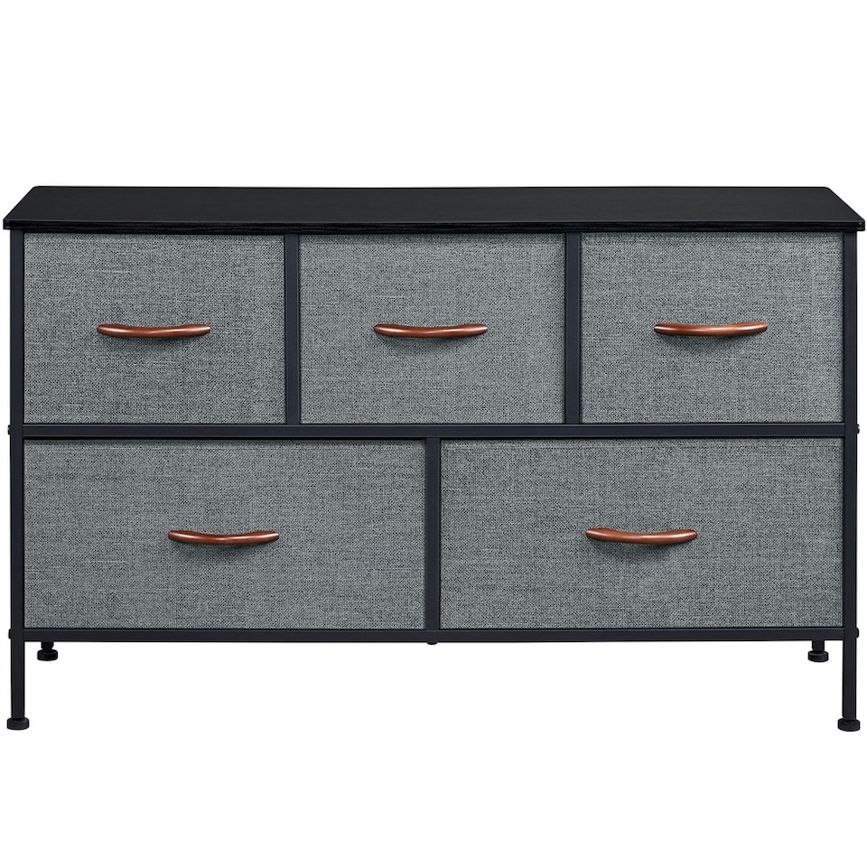 image 1 of Yaheetech Wide Fabric Organizer with 5 Drawers Dark Grey Grey | Light Grey