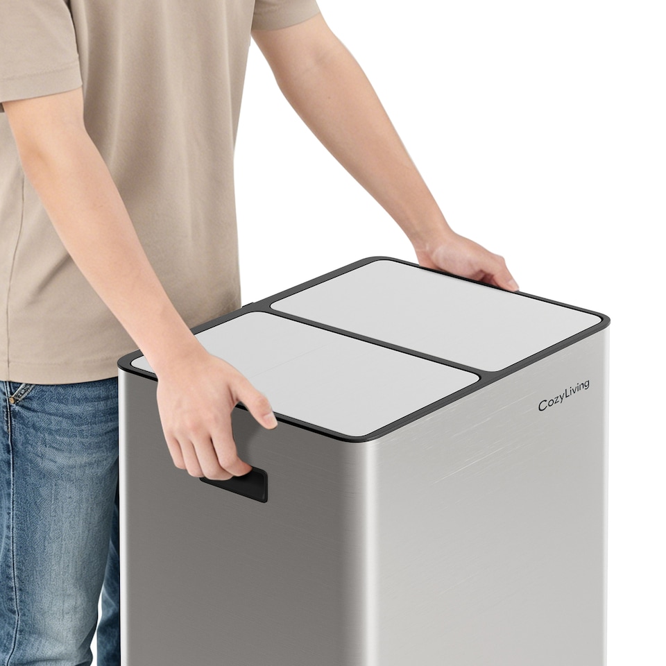 image 1 of 60L Dual Pedal Bin Recycling and General Waste Kitchen Bin (2x30L)