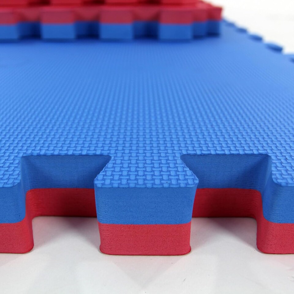 image 1 of Actiasmat Exercise Mat, 40mm Thick, Red/Blue, Interlocking Mat for Martial Arts and Fitness (Multi, 40 mm x 1 Square Meter)