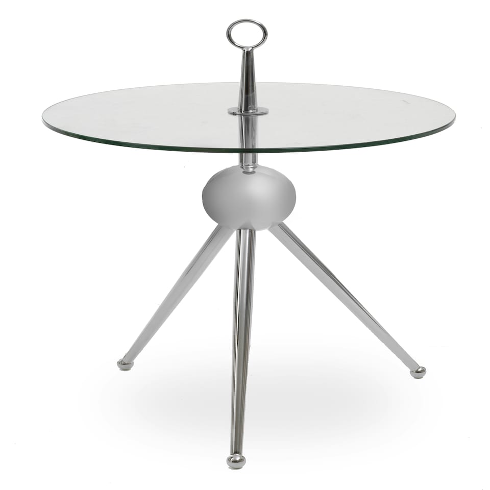 image 1 of Interiors by Premier Clear Glass Stainless Steel Silver Frame Side Table Silver
