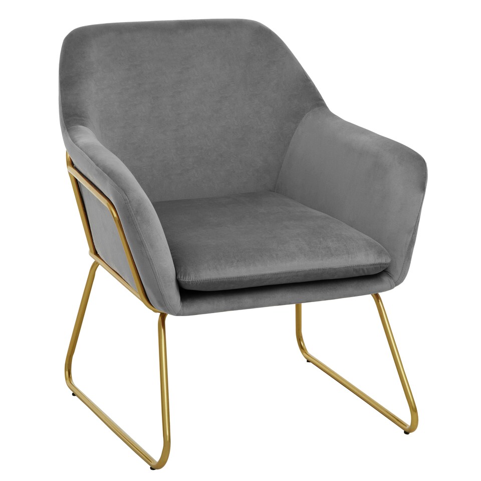 image 1 of Interiors by Premier Grey Velvet Armchair with Gold Legs, Easy Care Velvet Chairs, Indoor Dining with Velvet Dinner Chair