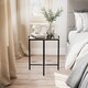 image 5 of Set of 2 Pcs Marble Effect Tops Square Round Side End Coffee Table Metal Frame | Black | Black Square | 1