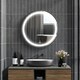image 2 of kleankin Wall Mounted Round LED Bathroom Mirror with 3 Light Colours, Black