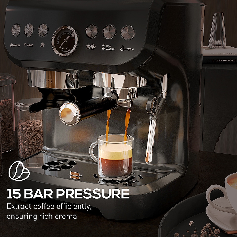 image 1 of HOMCOM Bean to Cup Coffee Machine Good Housekeeping Institute Approved Black