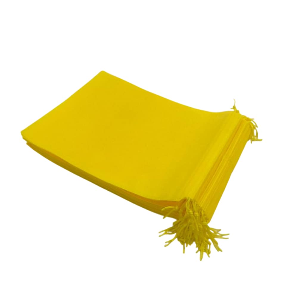 image 1 of Pack of 25 Yellow Coloured 32x22cm Non-Woven Drawstring Bags | Yellow