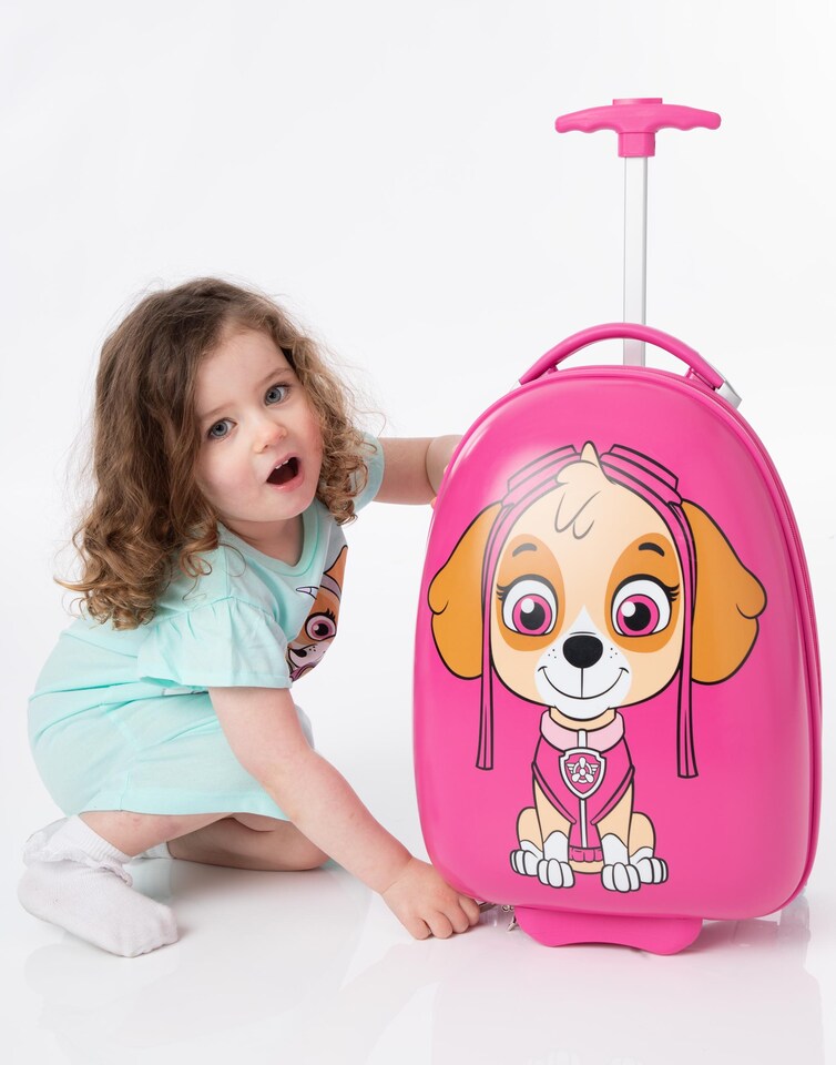image 1 of Paw Patrol Skye Kids Suitcase | Pink Small Cabin Bag For Girls | Carry On Trolley with Extendable Handle | Helicopter Rescue Pup Cartoon Hard Cover Holiday Case | Fun Travel Gift for Children