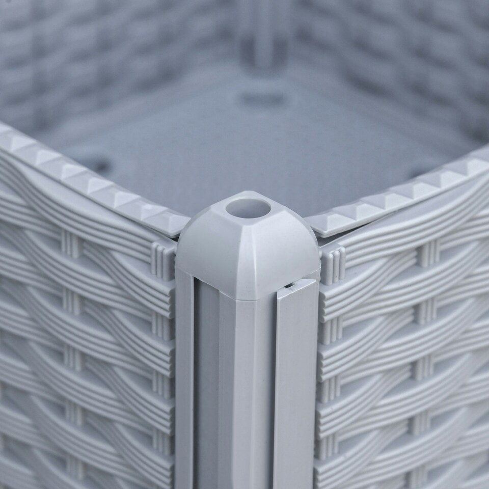 image 1 of Outsunny 4-pieces Elevated Flower Bed Vegetable Herb Planter Plastic, Grey