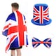 image 1 of Wearable Union Jack Cape, Soft Top Hat & Bow Tie Blue | One Size