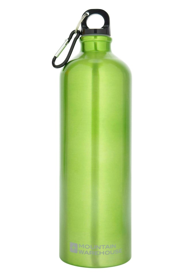 image 1 of Mountain Warehouse 1L Metallic Bottle With Karabiner - 1 Litre | Green | Khaki