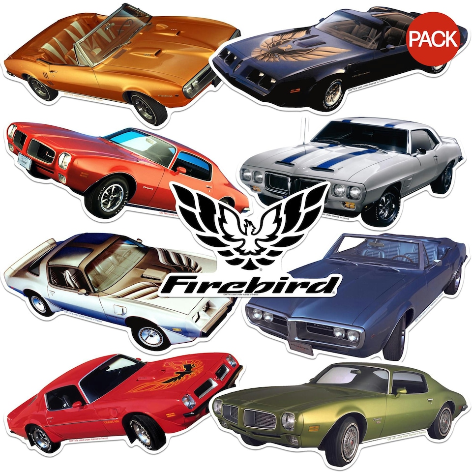 image 1 of Pontiac Firebird Deluxe Cars Stickers (Pack of 50) - Multicoloured - One Size