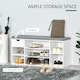 image 4 of HOMCOM Shoe Storage Cabinet Bench w/ Cushion Adjustable Shelves White White