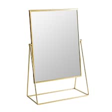 Harbour Housewares 32 x 50cm Rectangle Makeup Mirror - Gold - Dressing Table Mirror Bathroom Mirror Vanity Mirror Tabletop Mirror | Gold | Gold | 50 x 32 x 16.5 CM | 1