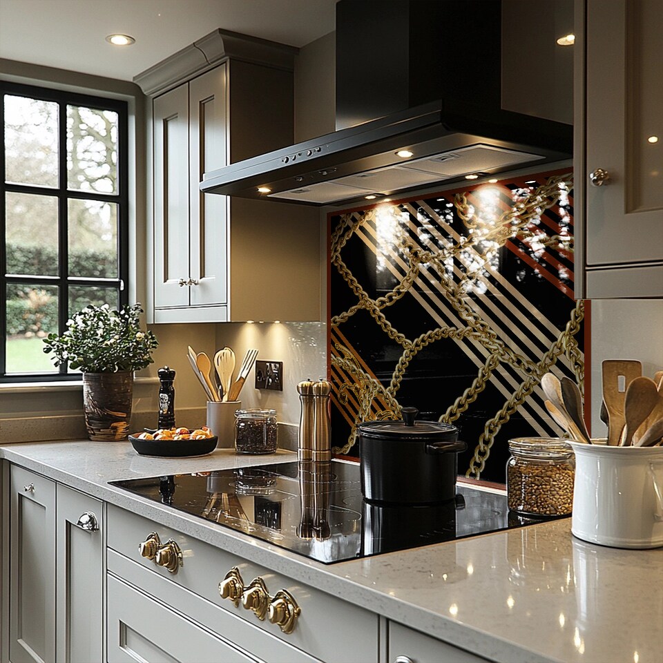 image 1 of Chains & Stripes Splash Back | White