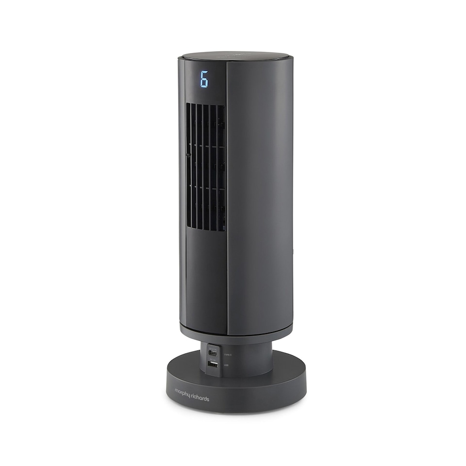 image 1 of Air Flex 14 Tower Fan with Built In Device Charger Grey