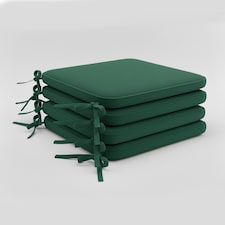 Foam Seat Pad with Ties Pack of 4 Comfortable Chair Cushion for Dining, Kitchen Garden Seating | Green