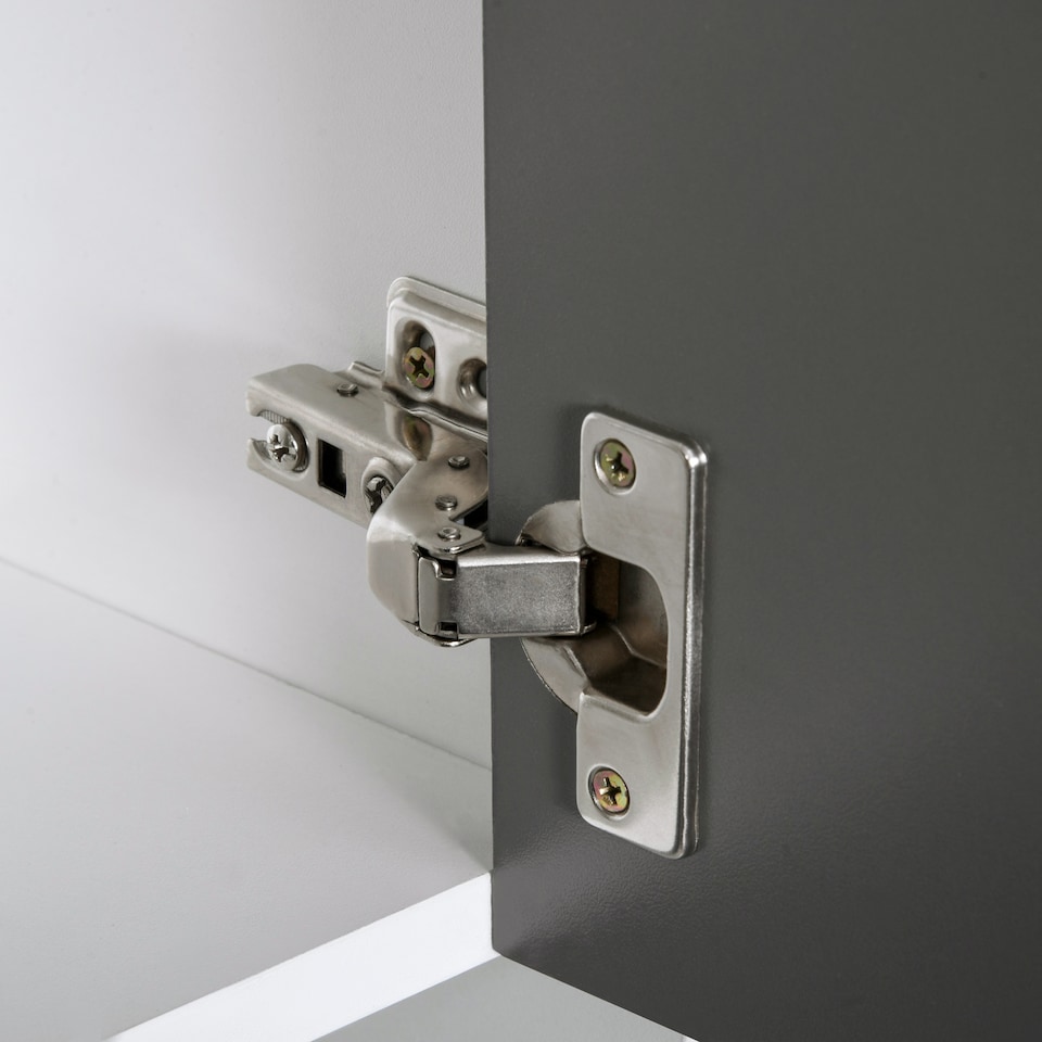 image 1 of HOMCOM Modern Kitchen Cupboard with Storage Cabinets, 3 Drawers and Open Countertop for Living Room, Grey