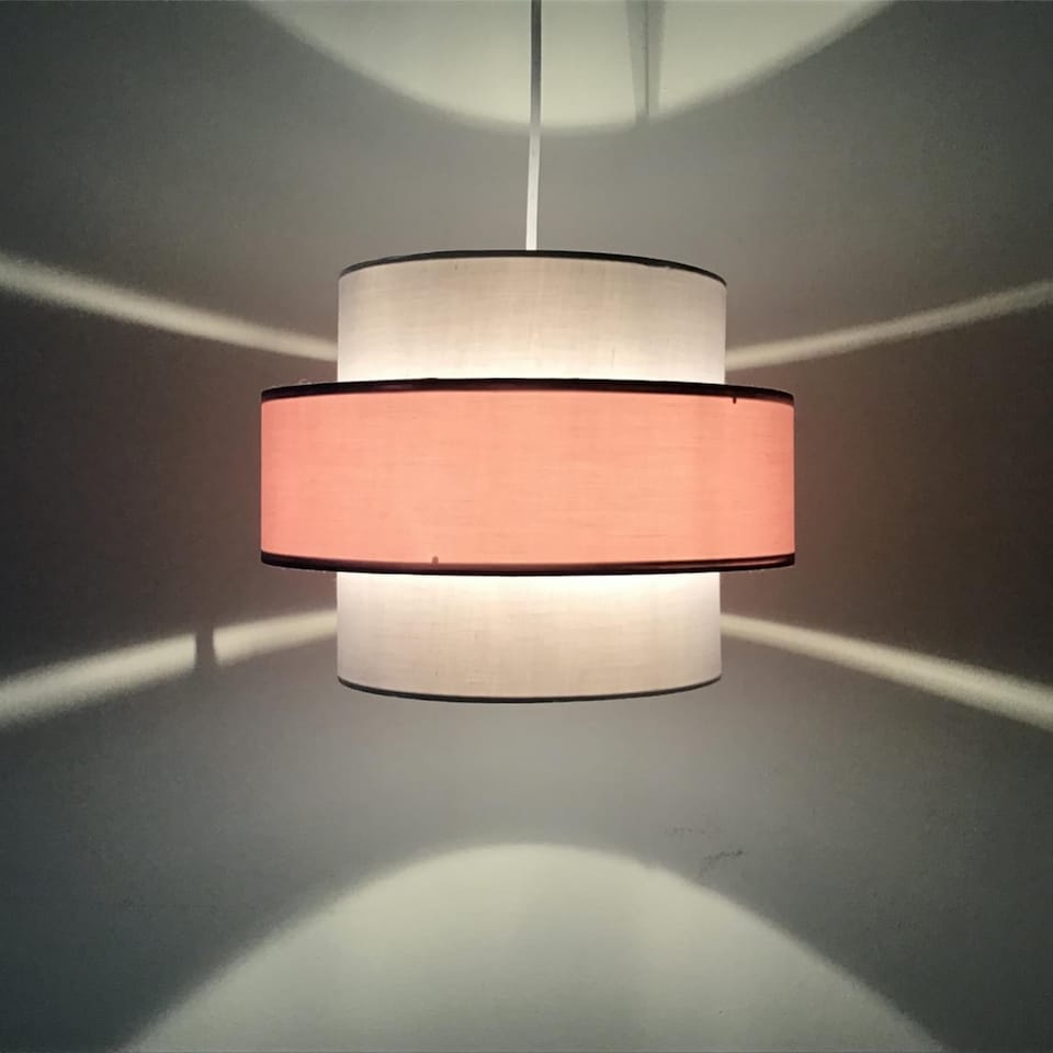 image 1 of Pink and Grey Two Tier Light Shade | Grey | Grey cotton with pink cotton detail | 1