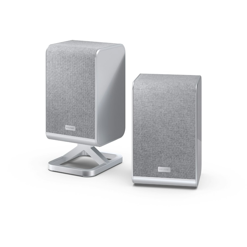 image 1 of SHARP HT-SPR52021(SL) Q 2.0.2 Wireless Rear Speakers for SHARP Q Soundbar Series – Silver