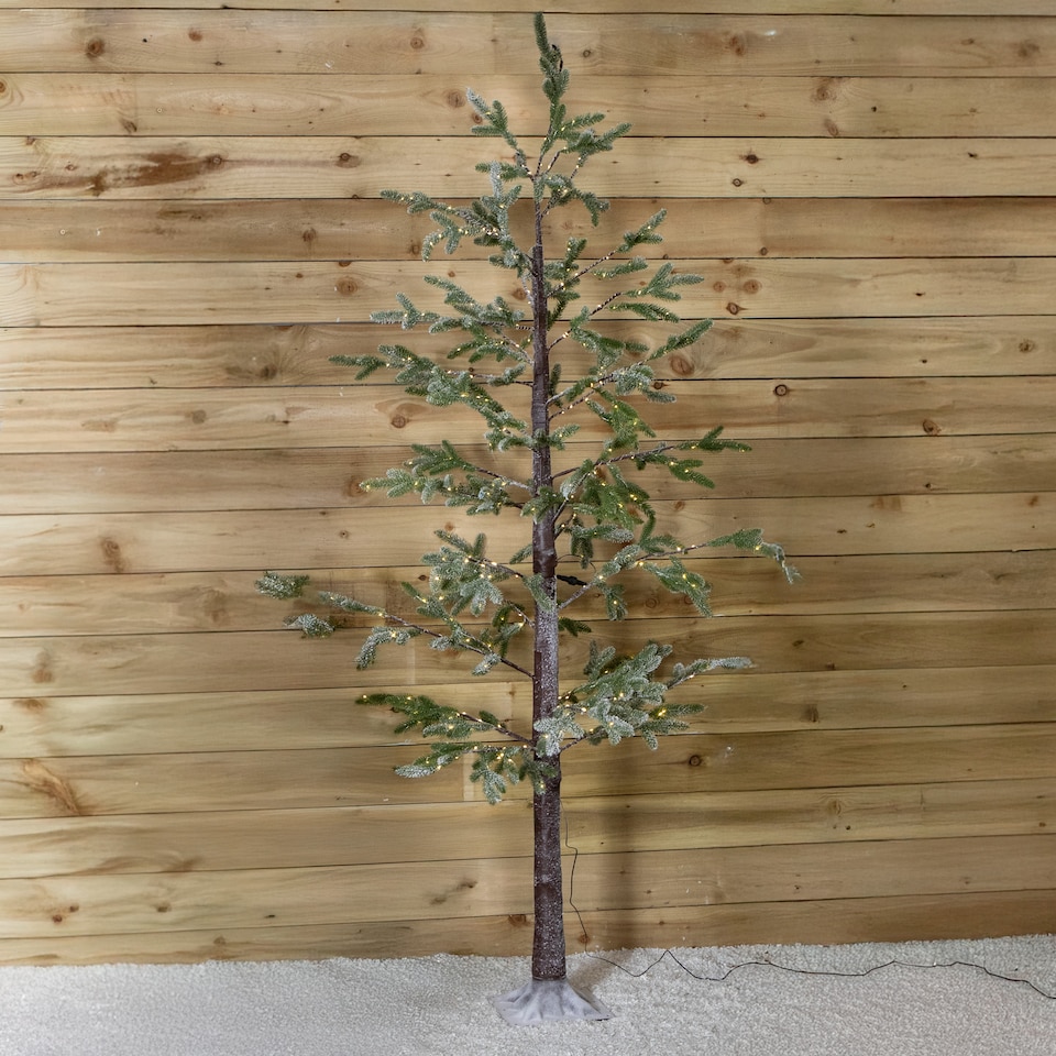 image 1 of 8ft (2.40m) Tall Light up Christmas Snow Tree with 412 Warm White LEDs