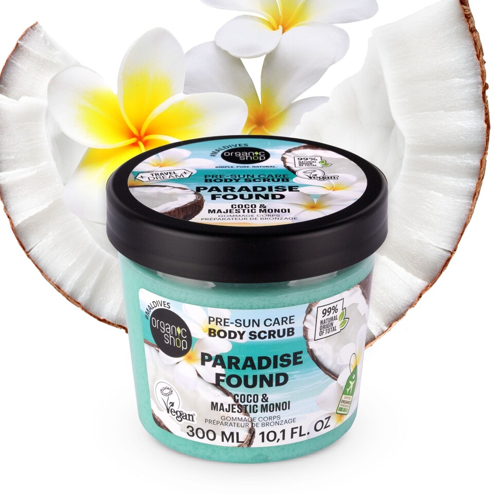 image 1 of Organic Shop Paradise Found Pre-Sun Care Body Scrub, 300ml