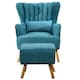 image 1 of Living and Home Faux Wool Upholstered Armchair and Footstool - Blue