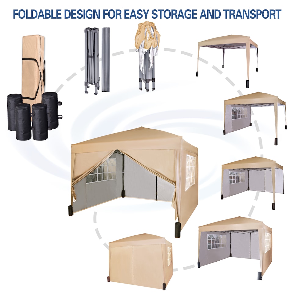 image 1 of MCC Direct Gazebo 3x3 Pop up with Sides Beige | Cream | Beige
