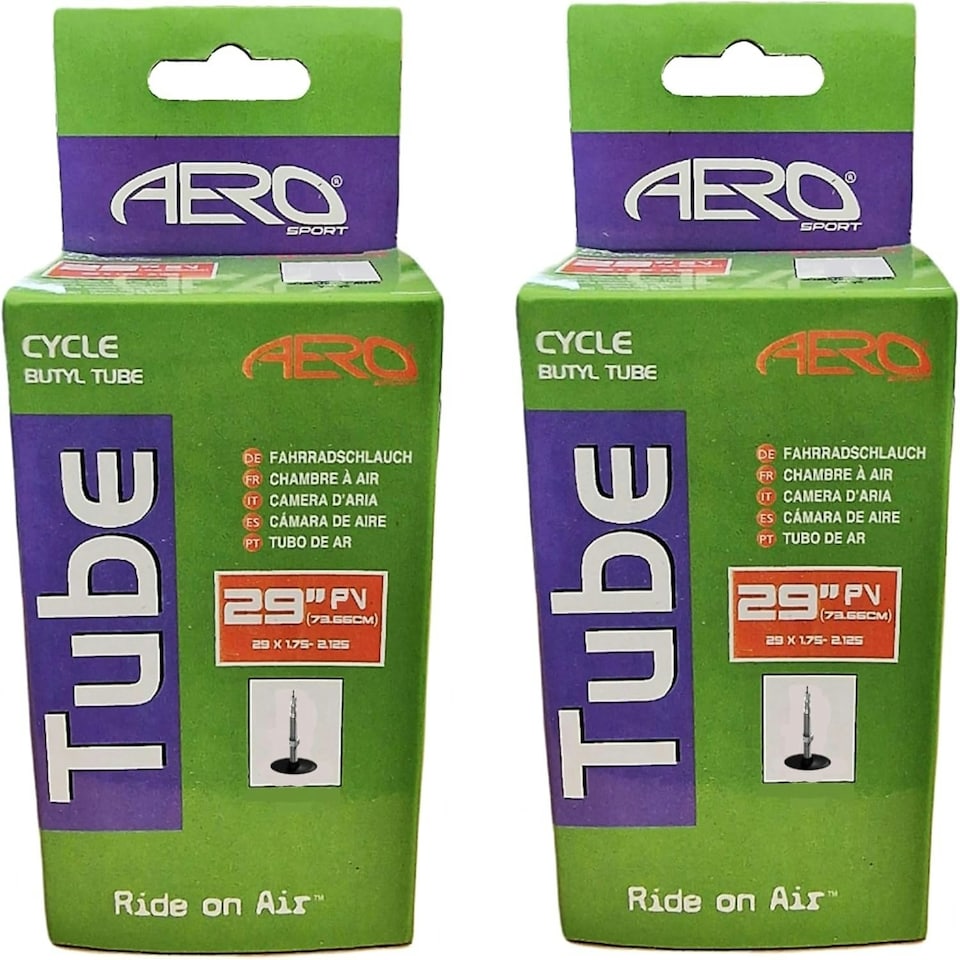 image 1 of Aero Sport Set x 2 Butyl Rubber Bike Inner Tube 27.5",28",29" x 40/60-584/635 Presta Valve