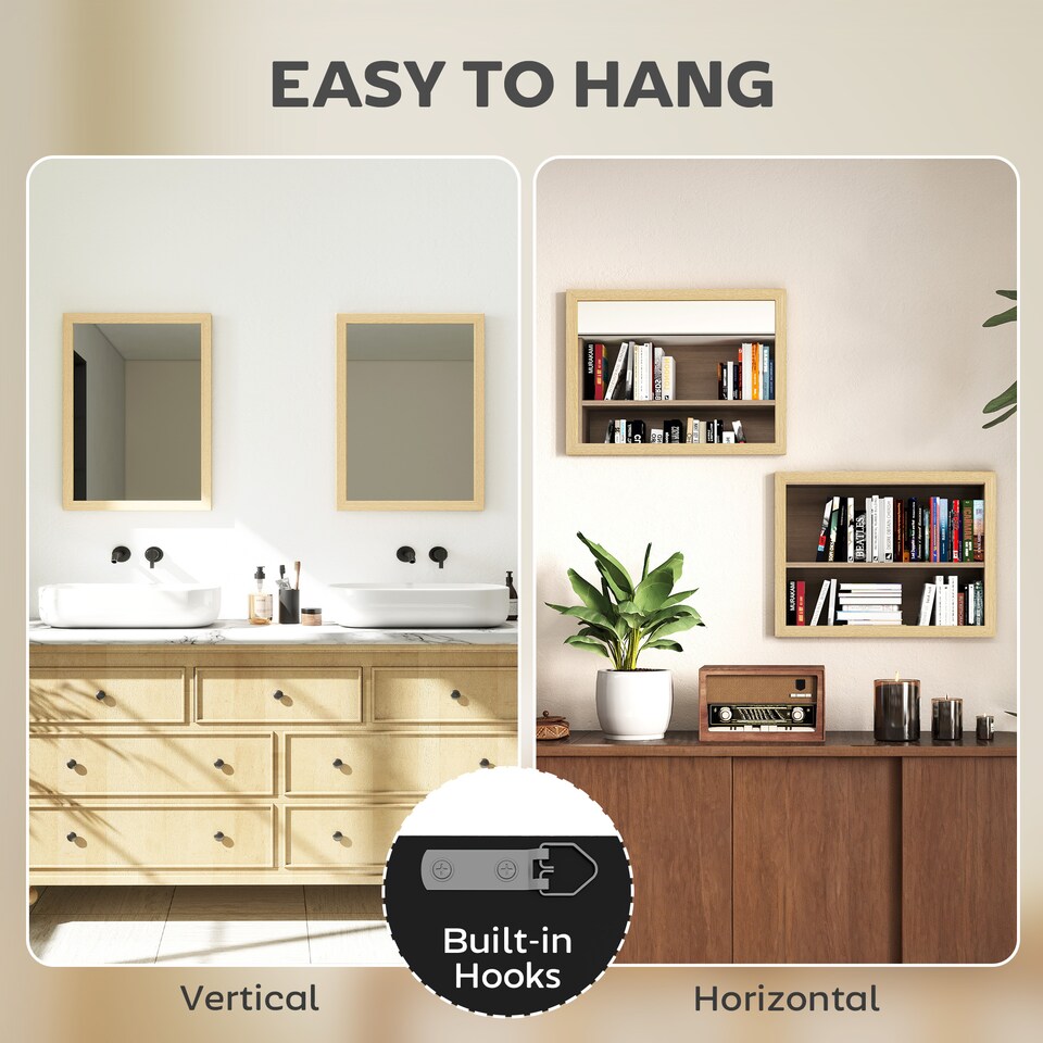 image 1 of HOMCOM 30 x 40 cm Wall Bathroom Mirror, Vanity Mirror, Set of 2