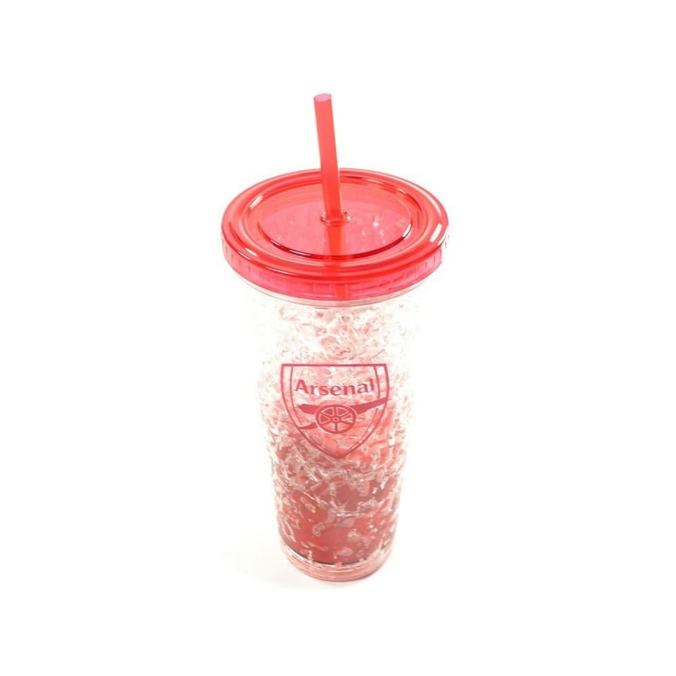 image 1 of Arsenal FC Crest 600ml Freezer Cup With Straw - Red - One Size