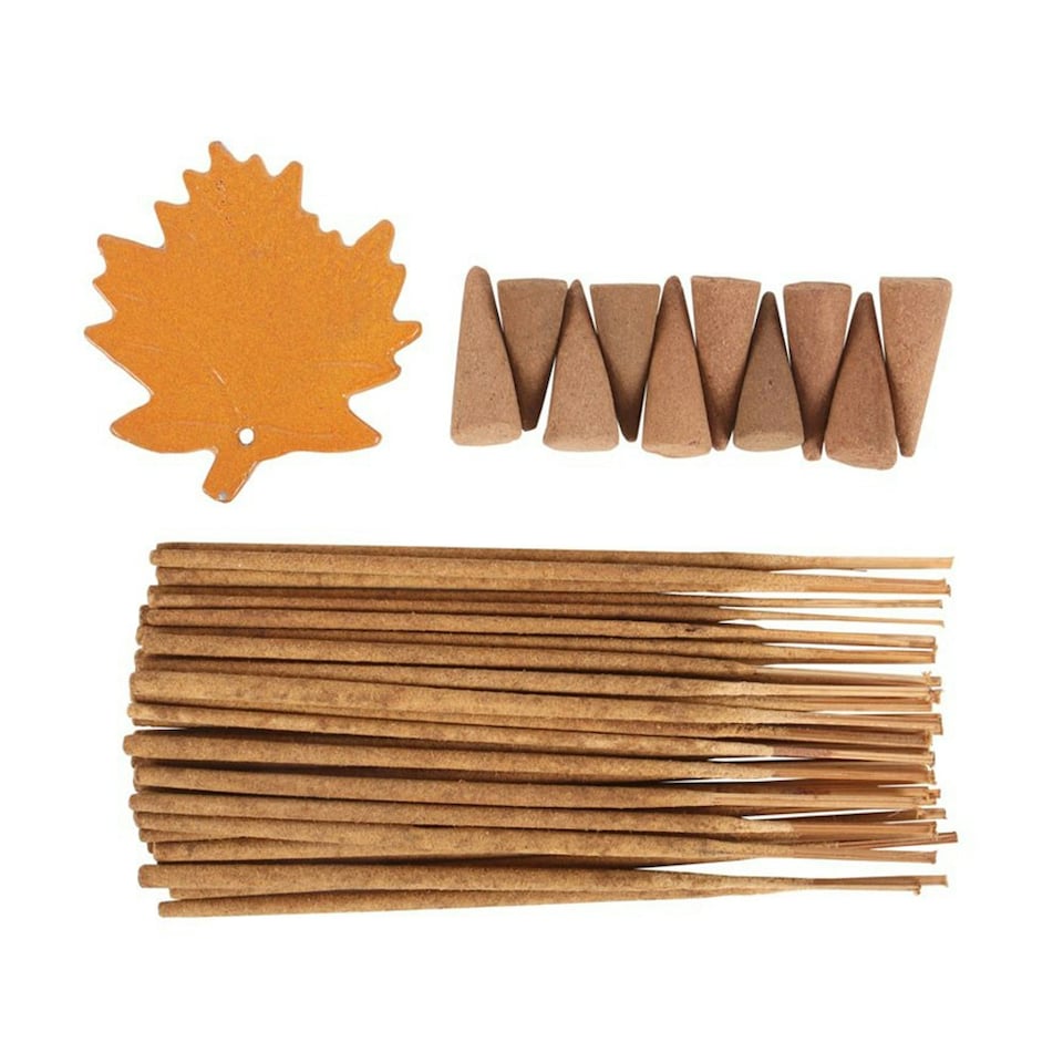 image 1 of Something Different Cinnamon Orange Autumn Leaf Incense Gift Set - Brown/Orange - One Size