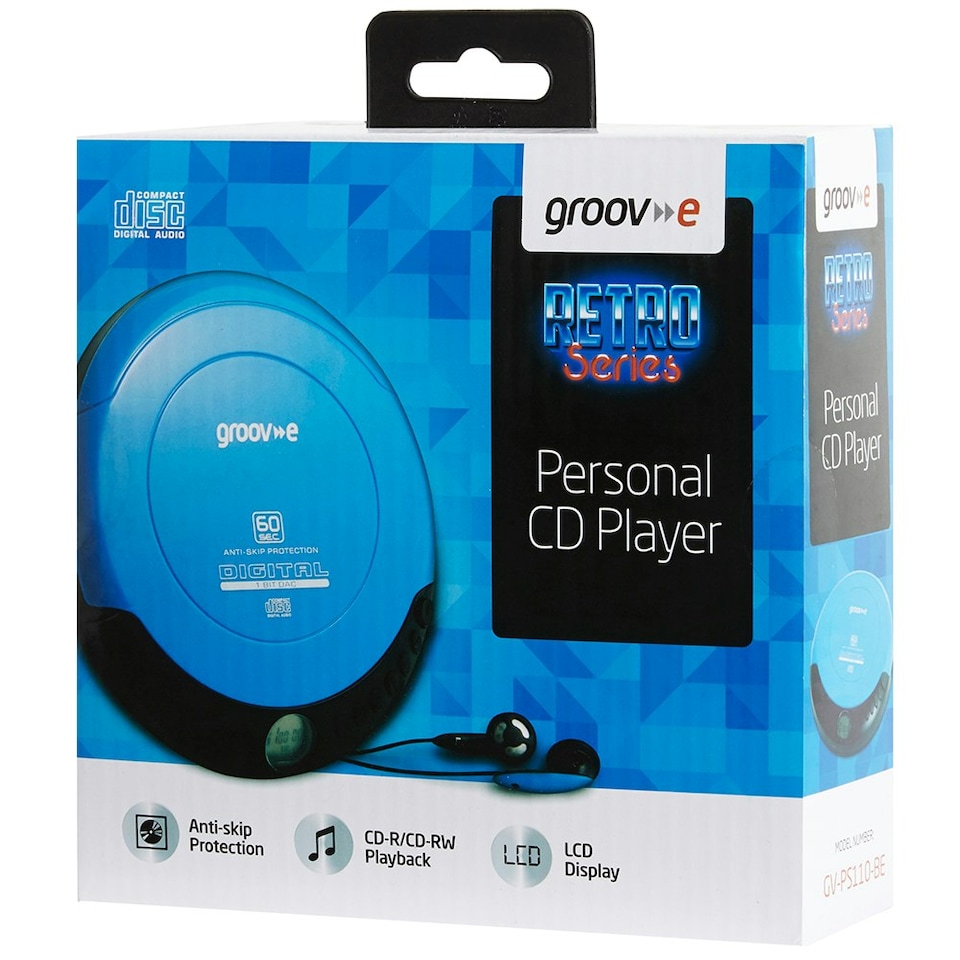 image 1 of Groov-e GVPS110/BE Retro Series Personal CD Player - Blue