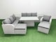 image 1 of Fimous 9 Seater Poly Rattan Outdoor Garden Furniture Adjustable Lifting Dining or Coffee Table Sofa Set Patio 3 Seater Sofa Reclining Chair 3 Seater Sofa 2 Big Footstools 2 Side Table Light Grey